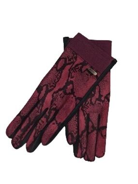 ASOS WOMEN'S PYTHON SNAKE PRINT GLOVES - BURGUNDY SIZE 8 1/2 (NEW WITH TAGS)